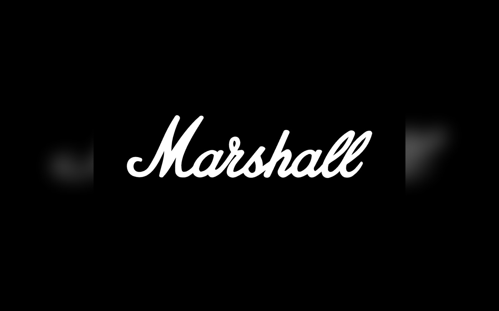 The Marshall logo in white cursive script on a black background